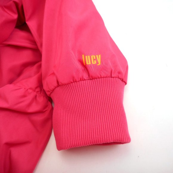 Lucy Hooded Light Jacket Women's Size XL Deep Pink Ruffled Trim Full Zip - Picture 9 of 10